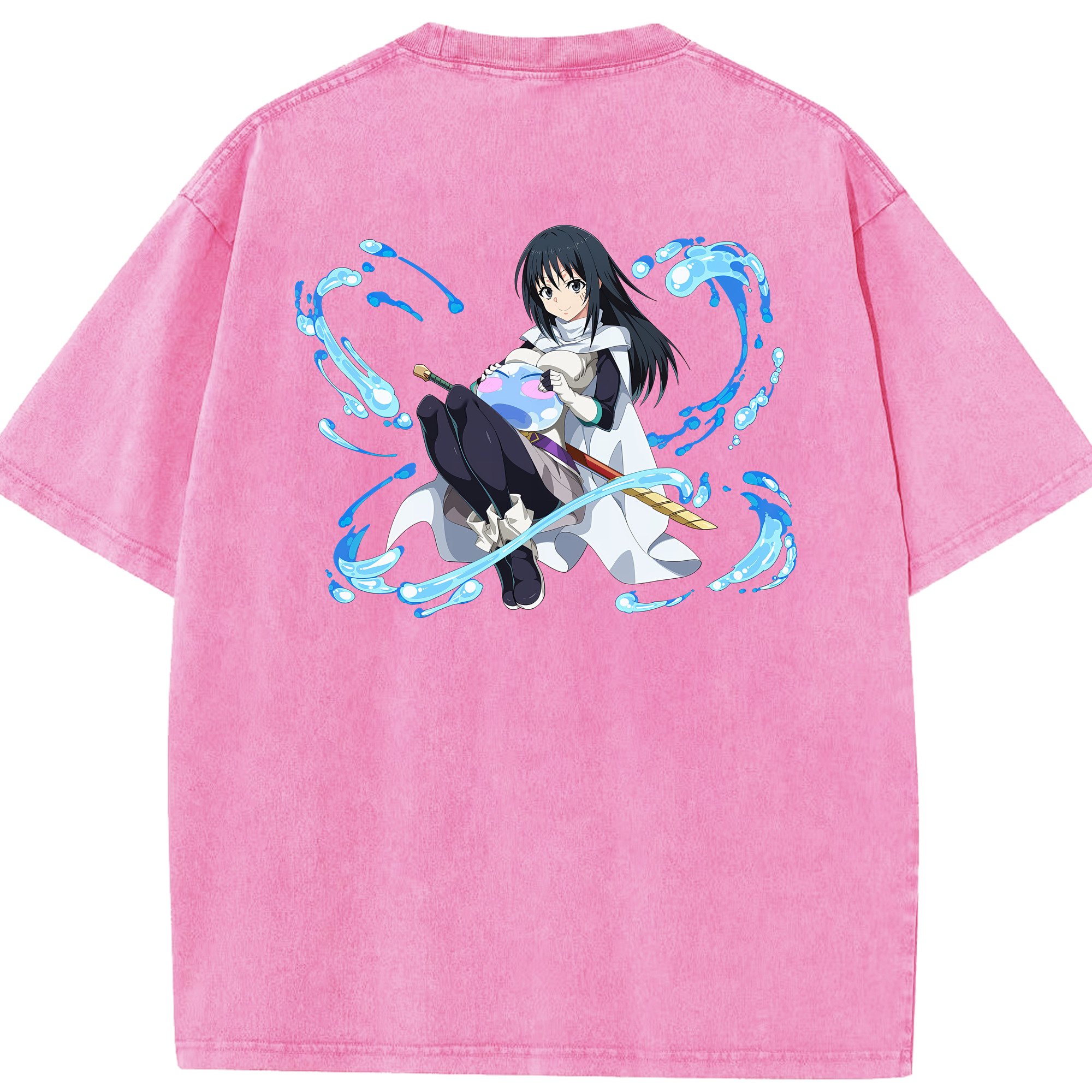 （画像用） 転スラ Regarding Reincarnated to Slime 綿100% ヴィンテージ風 半袖Tシャツ（背面プリント）